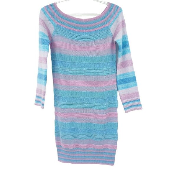 Tularosa Revolve Kinsley Dress In Multi Pastel Striped Wool Off The Shoulder S - Picture 4 of 10